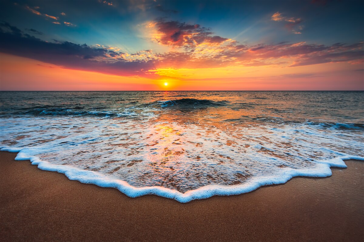 Fototapet apus de soare peste ocean