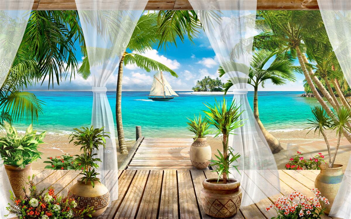 Fototapet verandă aproape de ocean