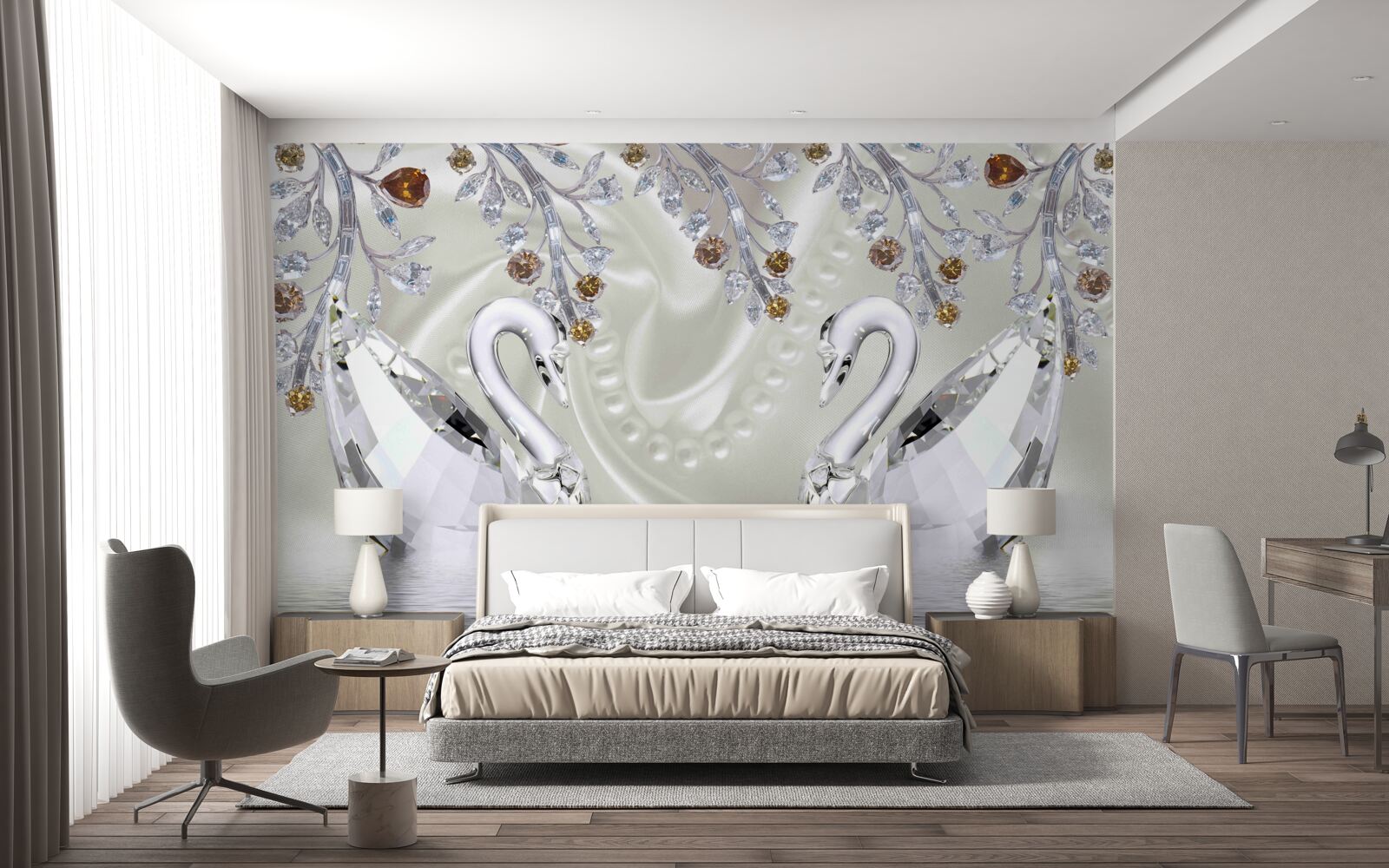 Fototapet Lebede din sticlă