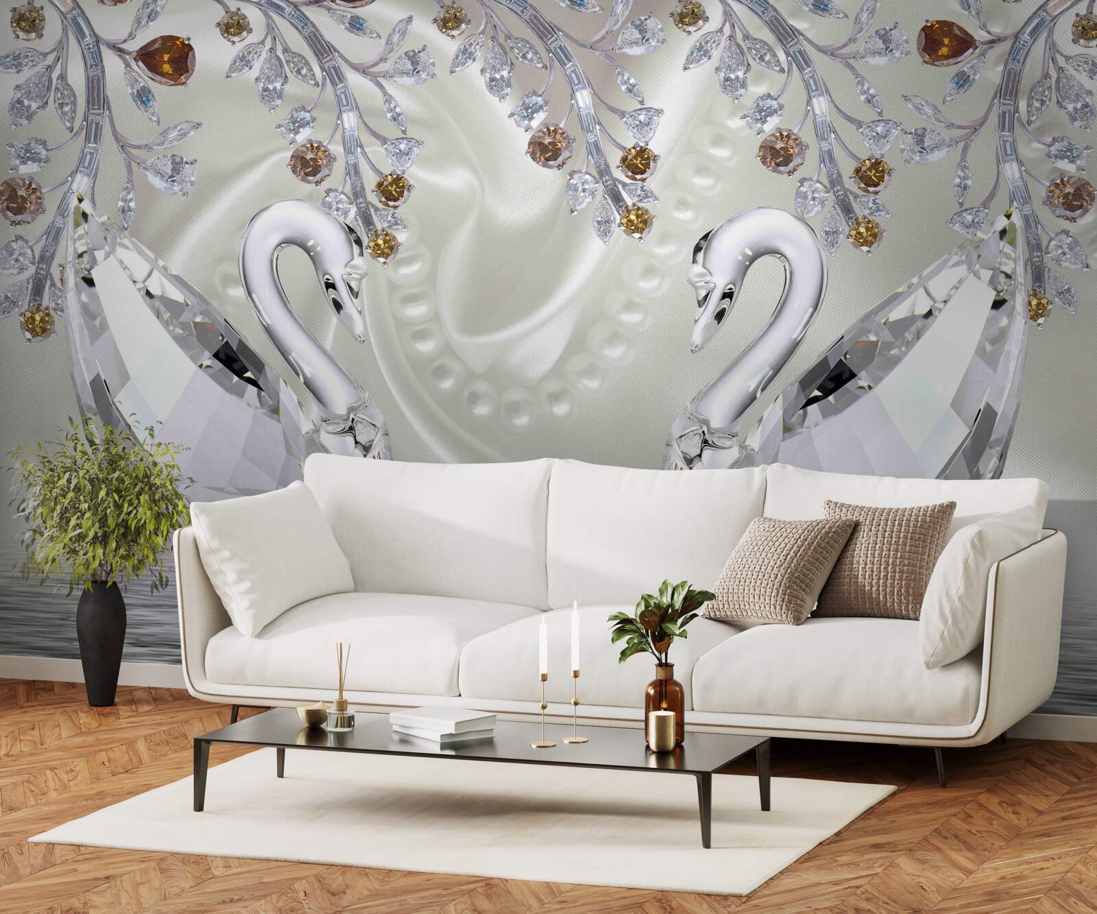 Fototapet Lebede din sticlă