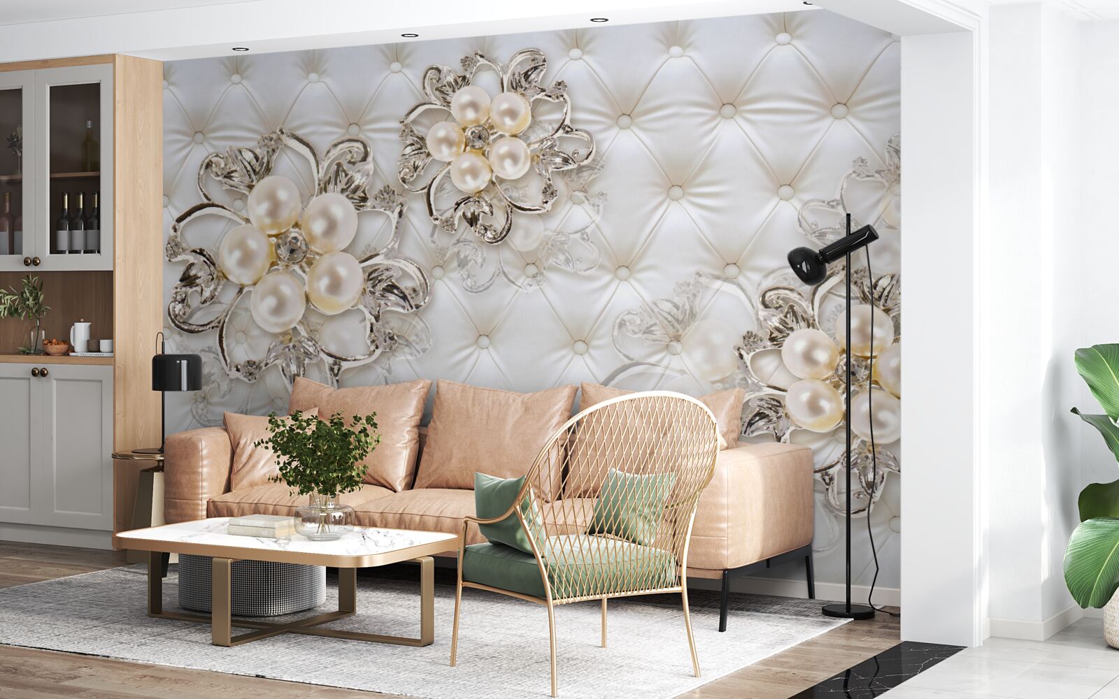 Fototapet tapițerie cu design floral