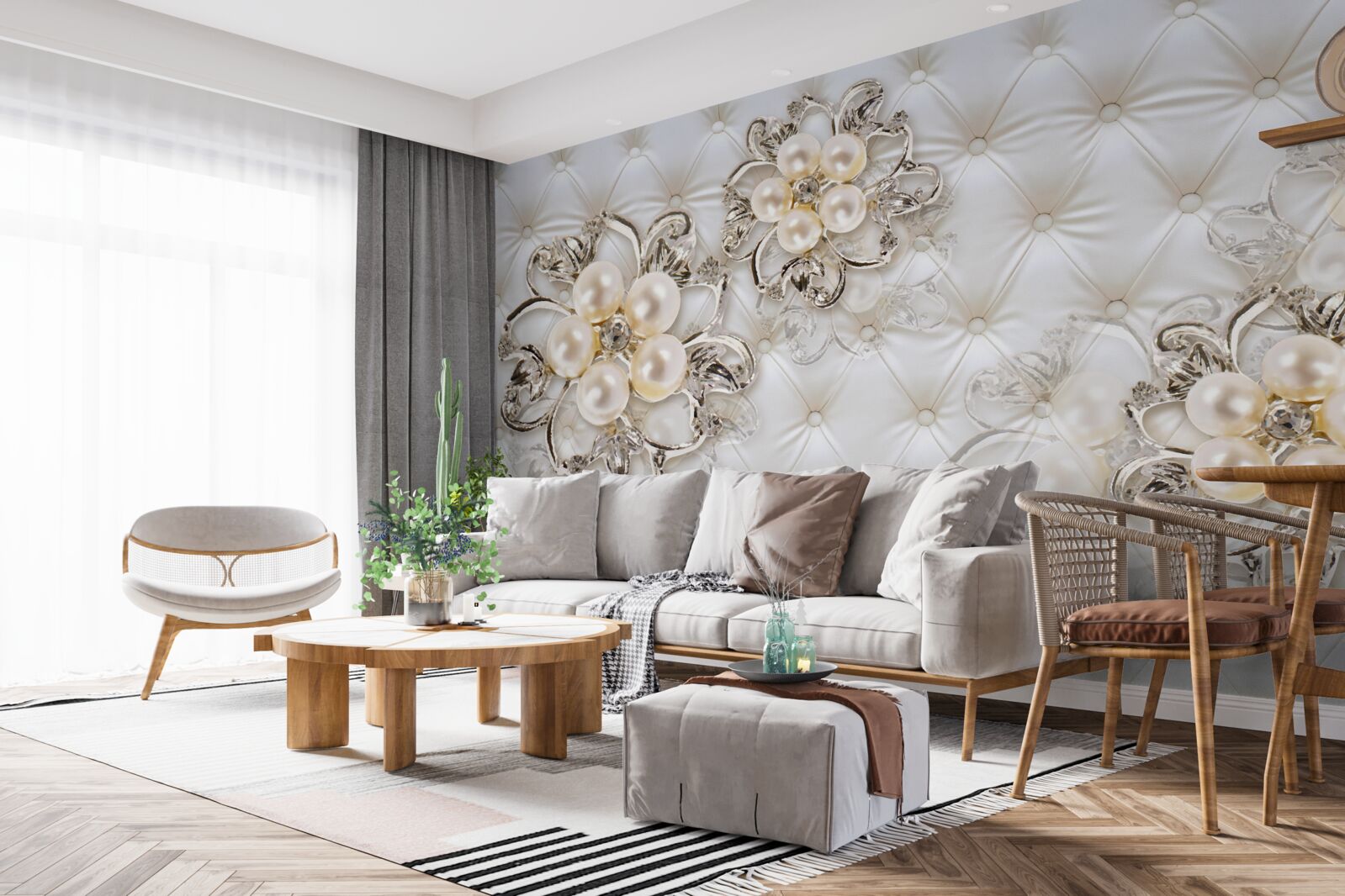 Fototapet tapițerie cu design floral