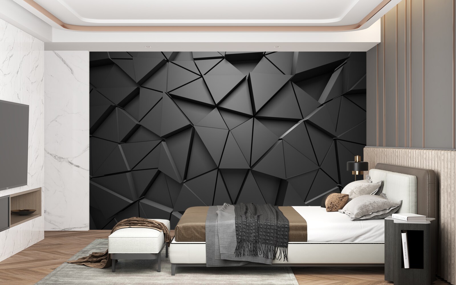 Fototapet Perete volumetric în negru