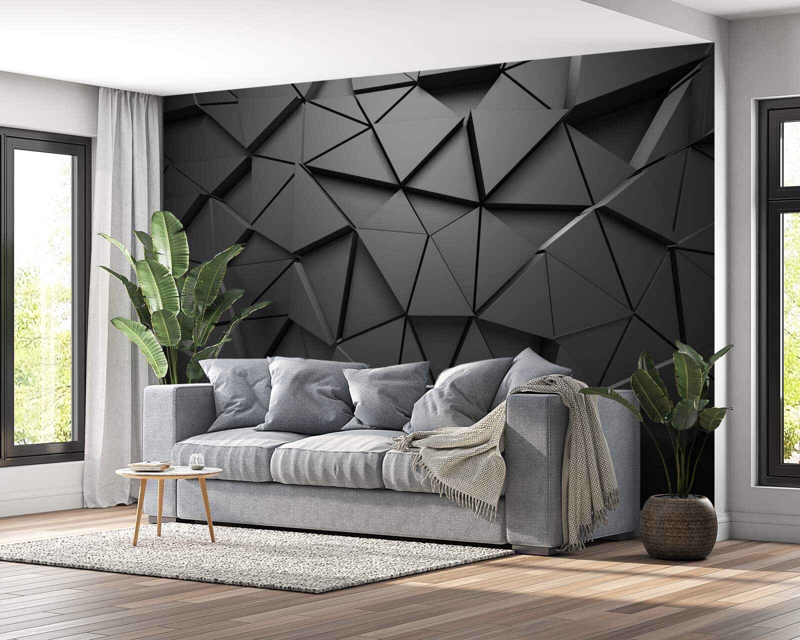 Fototapet Perete volumetric în negru