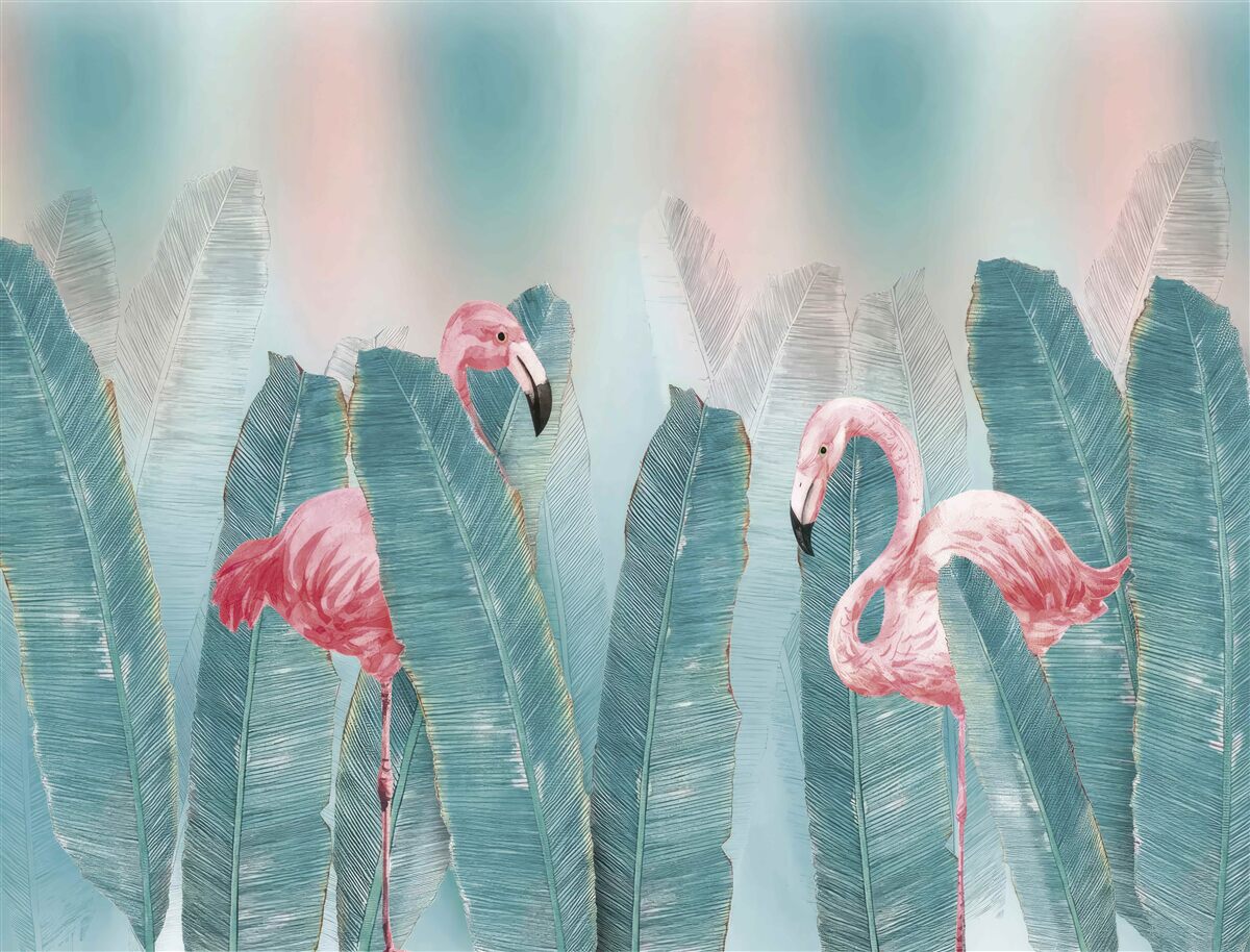 Fototapet flamingo roz