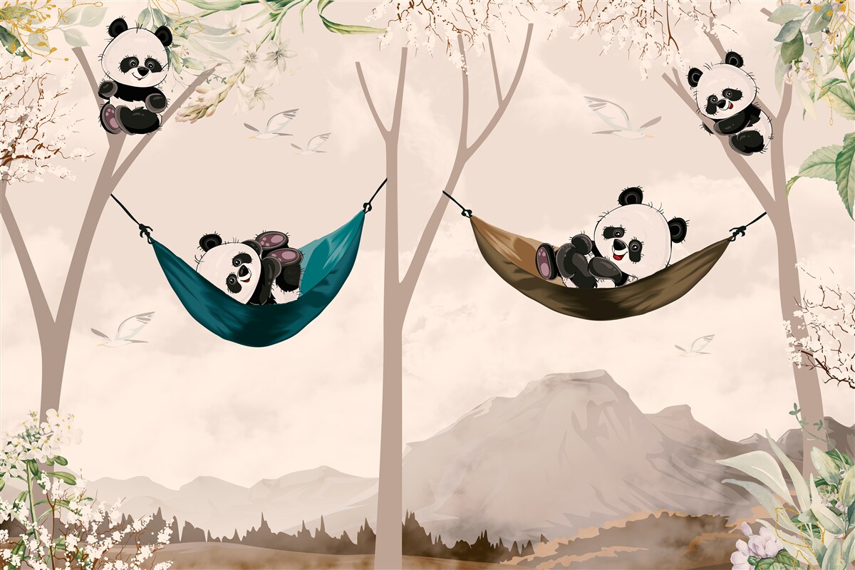 Fototapet copaci cu panda