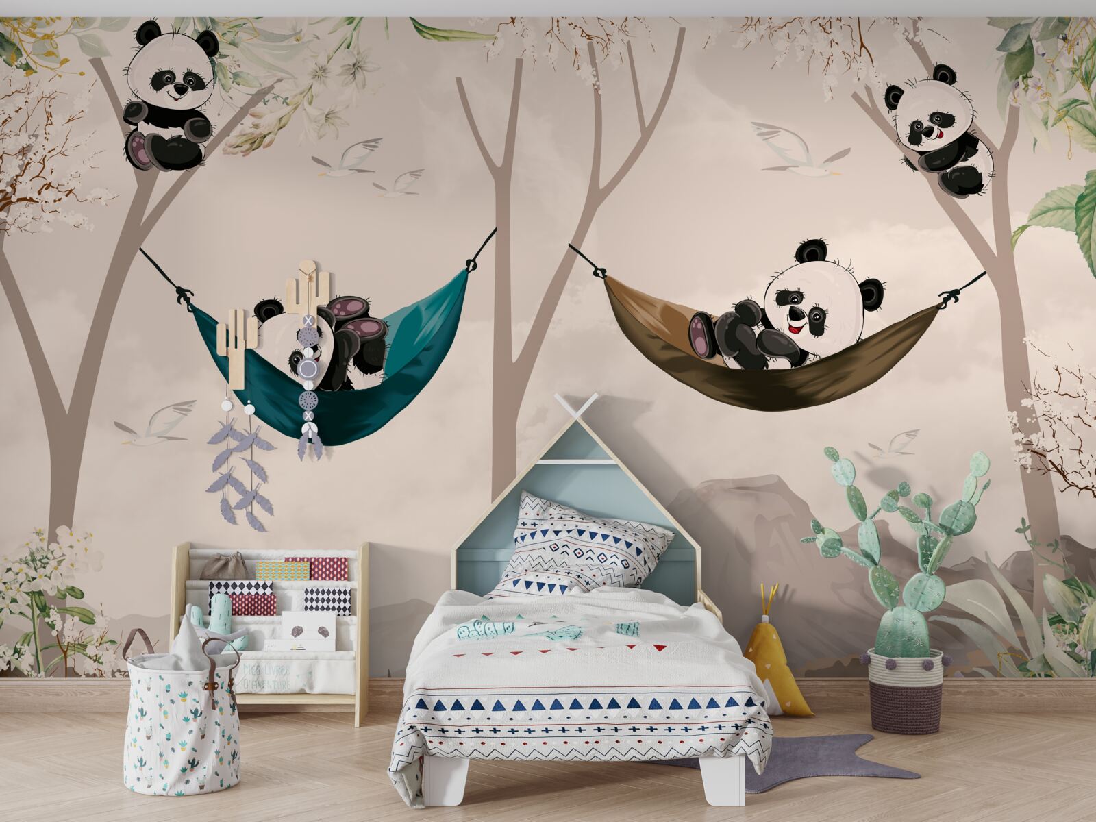 Fototapet copaci cu panda