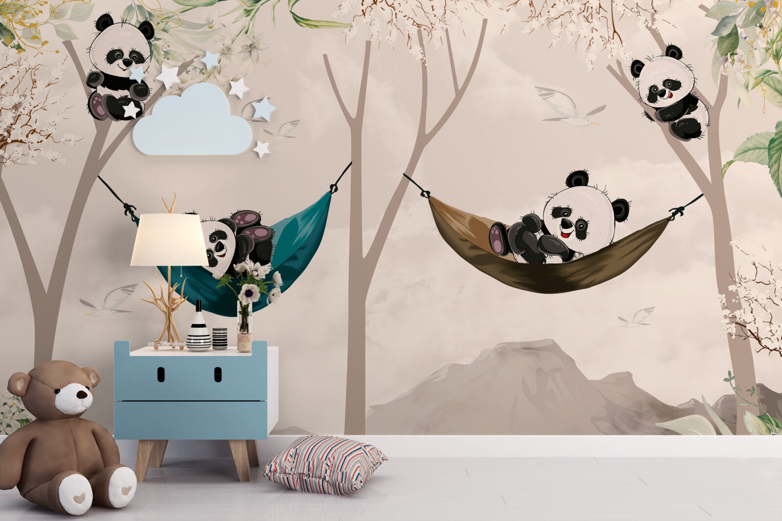 Fototapet copaci cu panda