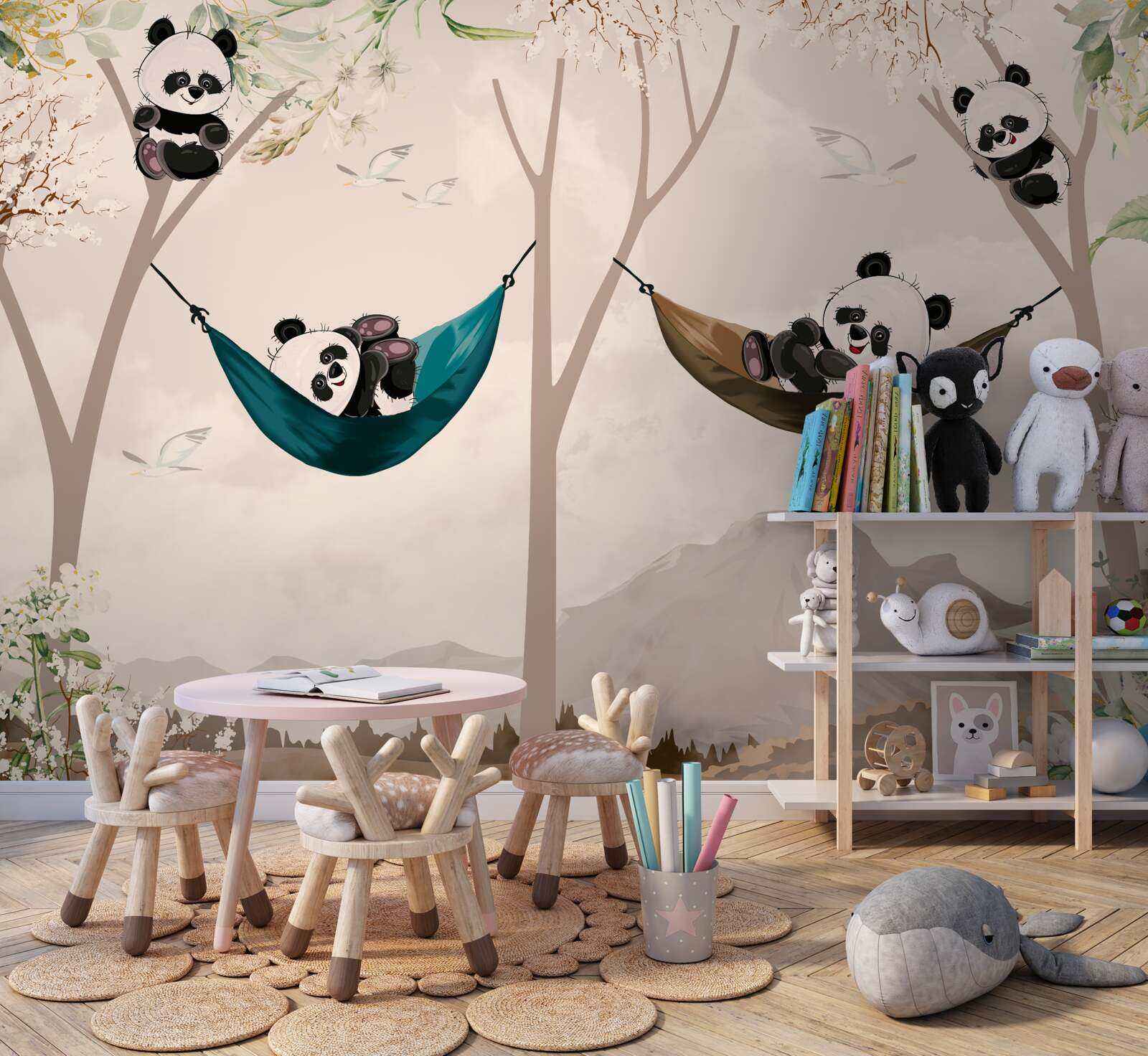Fototapet copaci cu panda