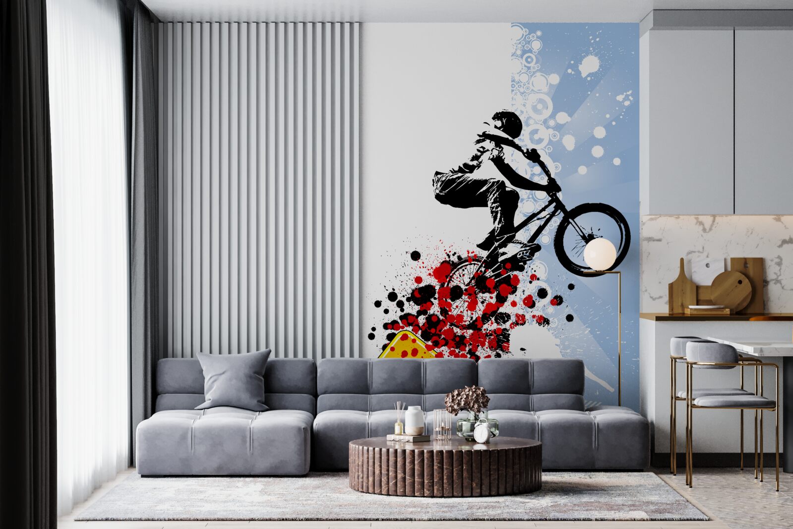 Fototapet rider bmx în momentul săriturii