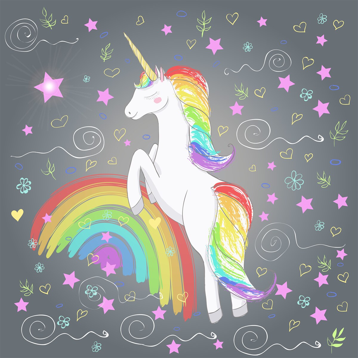 Fototapet unicorn curcubeu