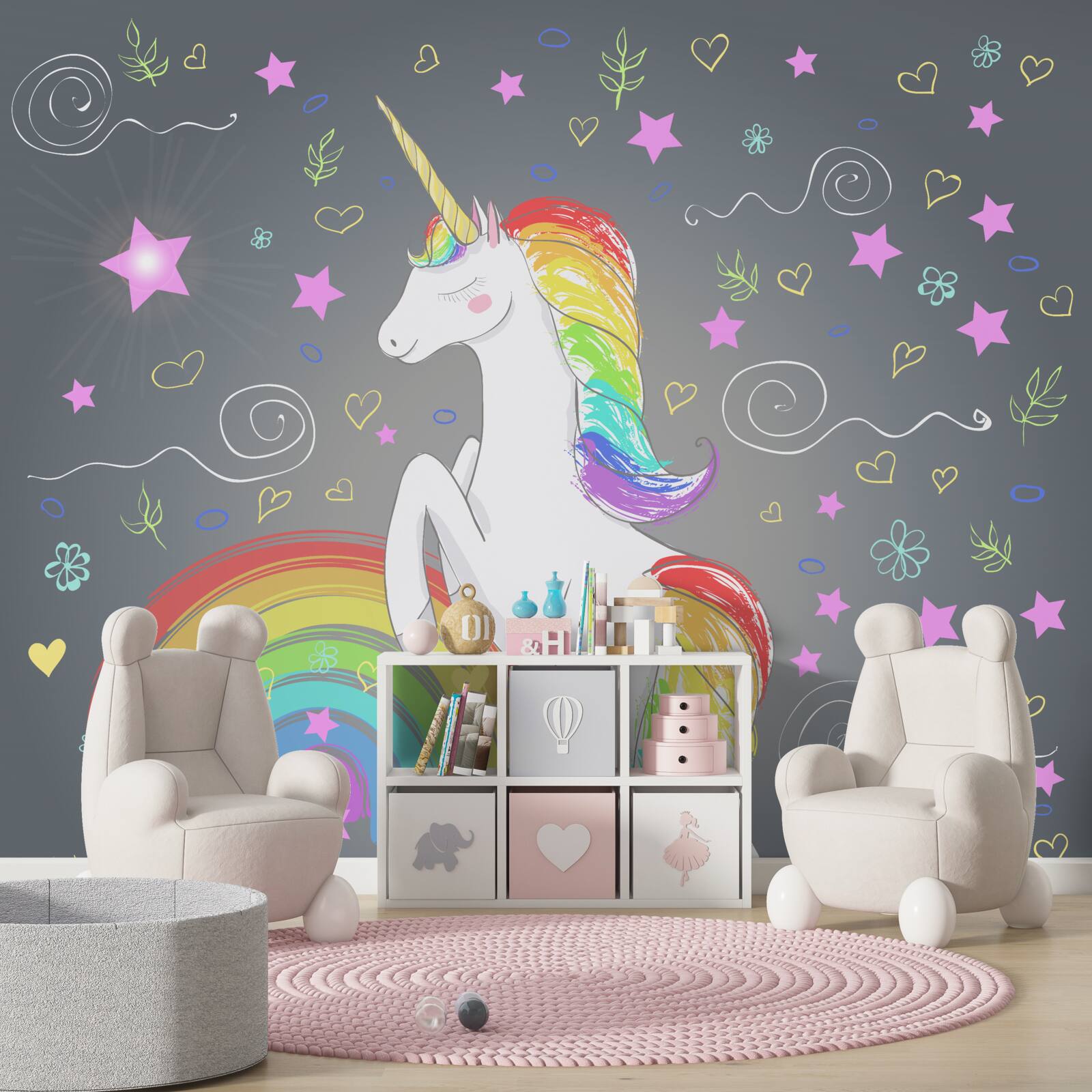 Fototapet unicorn curcubeu