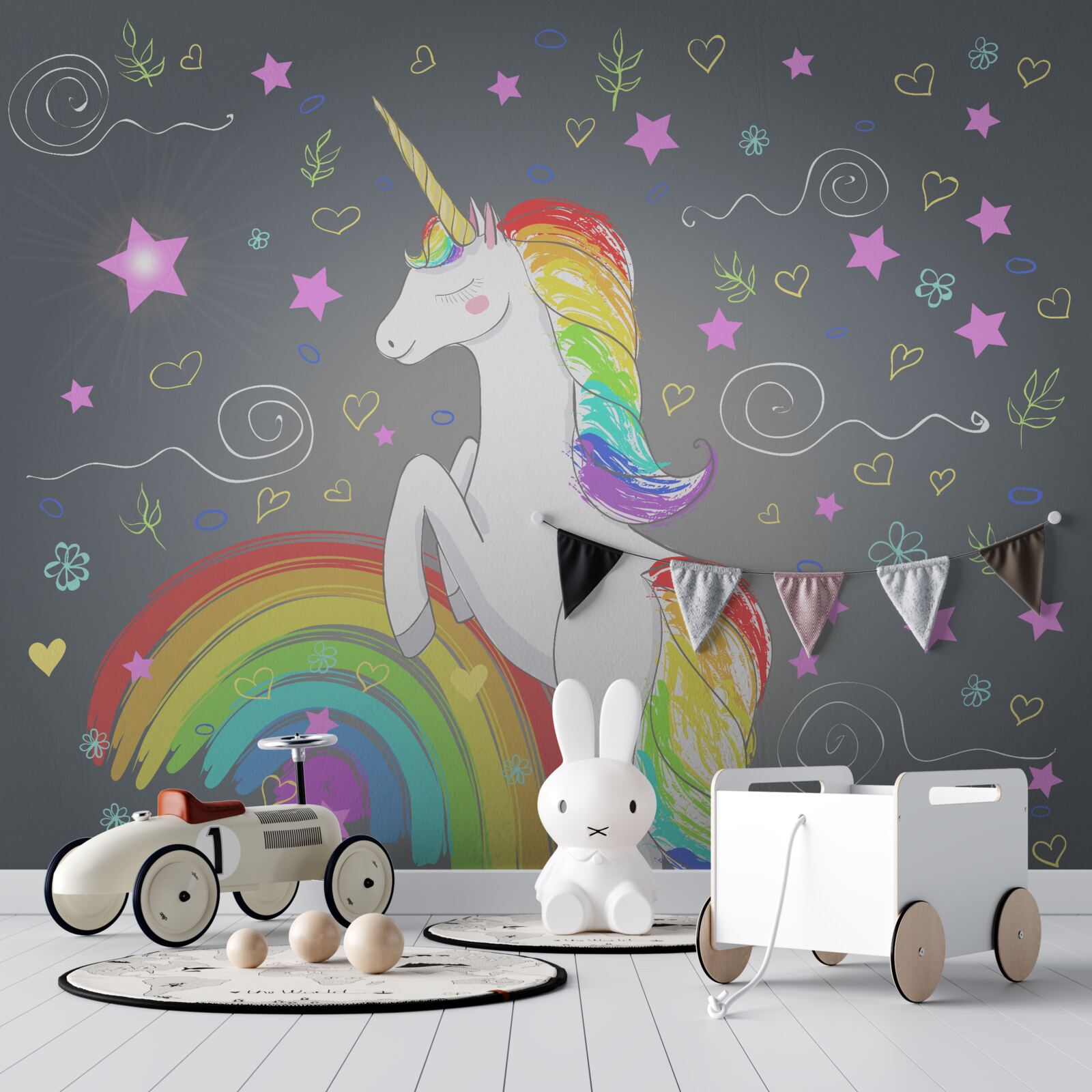 Fototapet unicorn curcubeu