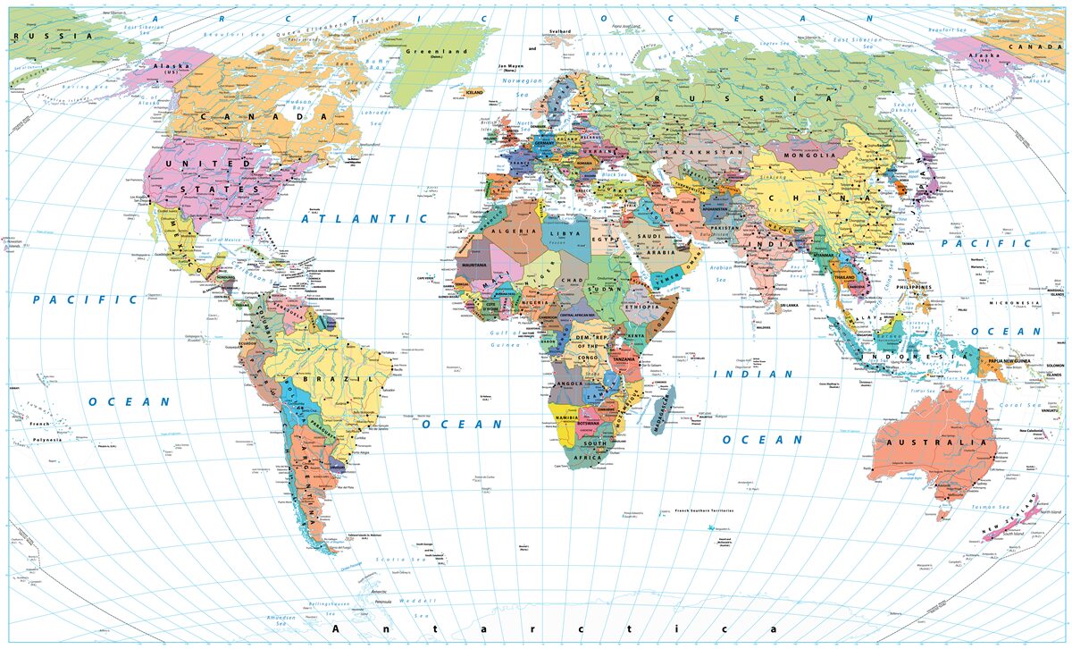 Fototapet harta geopolitică a lumii