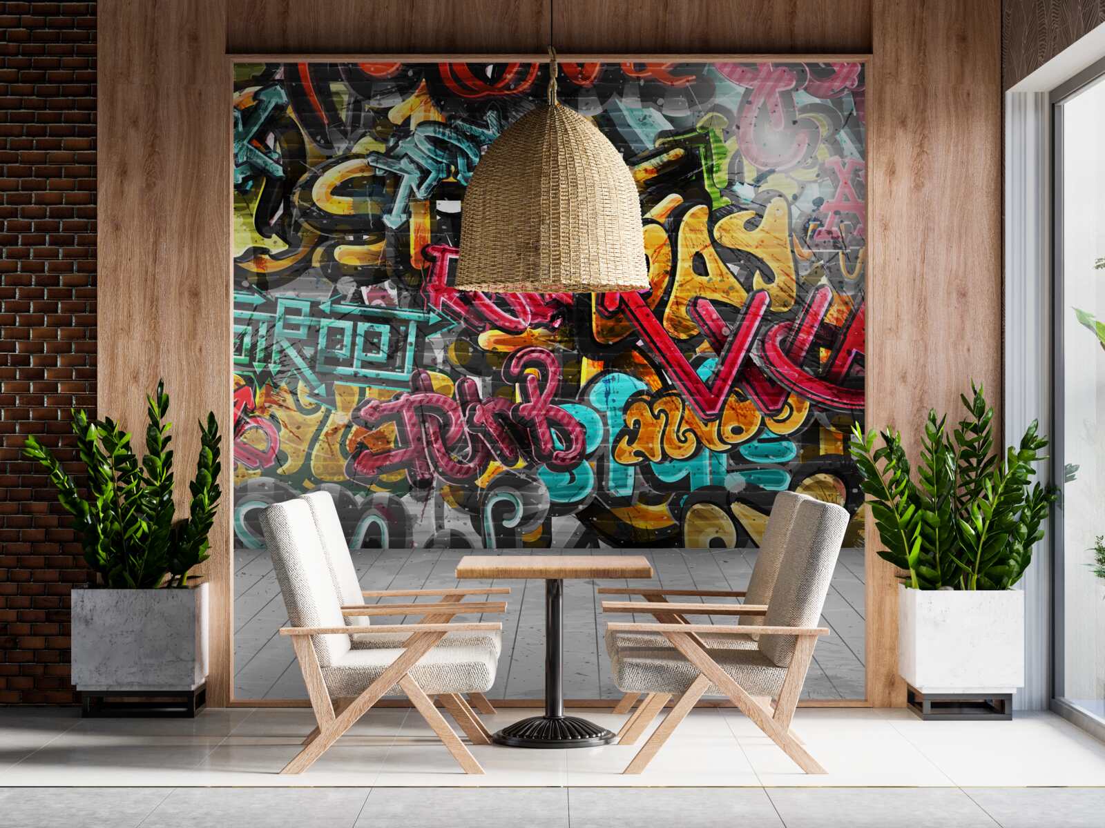 Fototapet perete acoperit cu graffiti