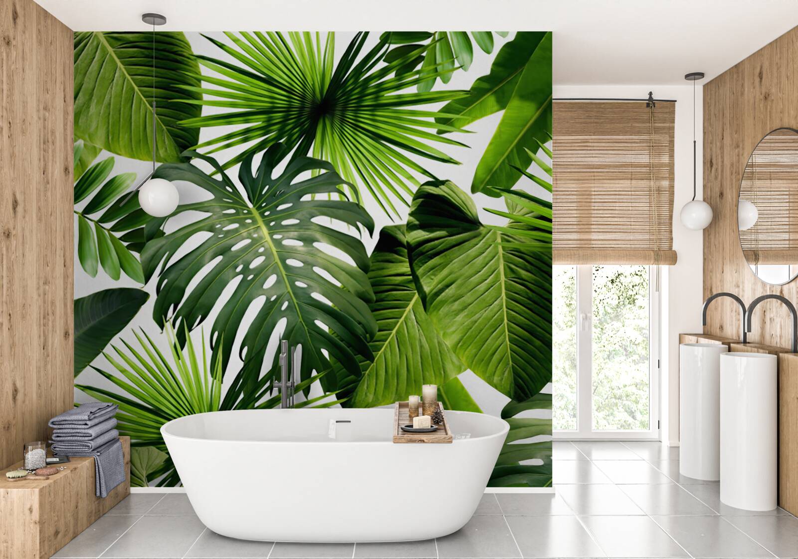 Fototapet frunze verzi mari de plante tropicale