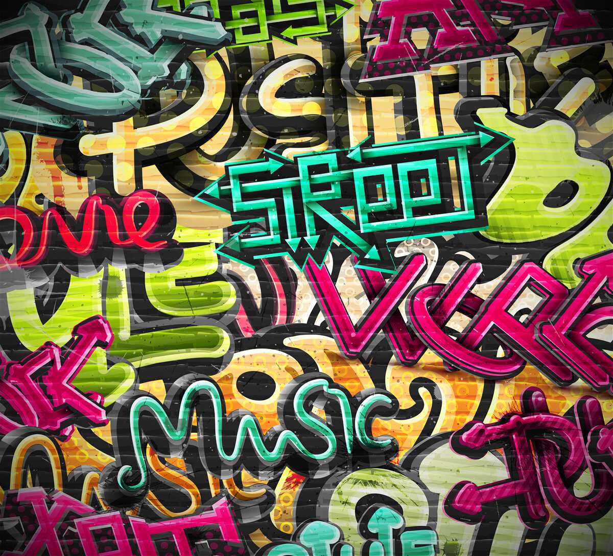 Fototapet scrisori în stil graffiti