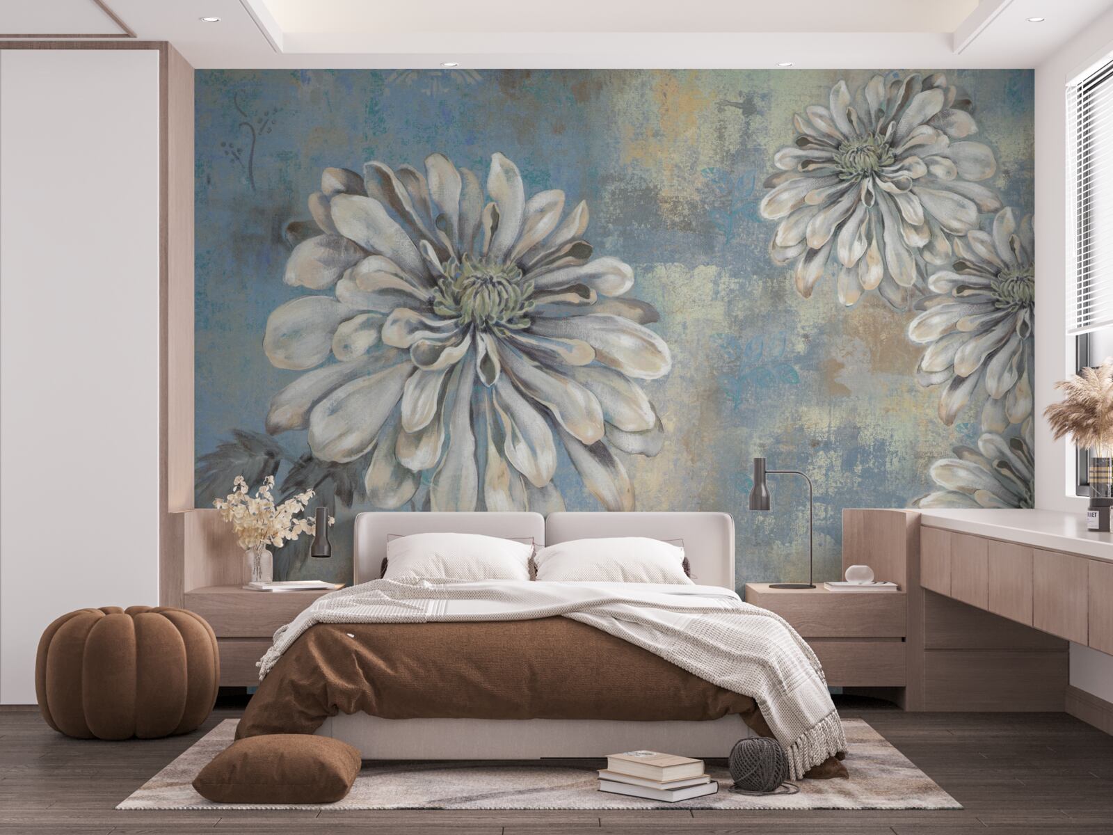 Fototapet gerbera albă lângă apă