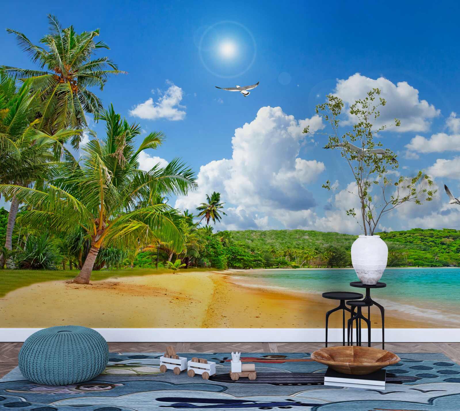 Fototapet plajă tropicală lângă mare, ca în paradis
