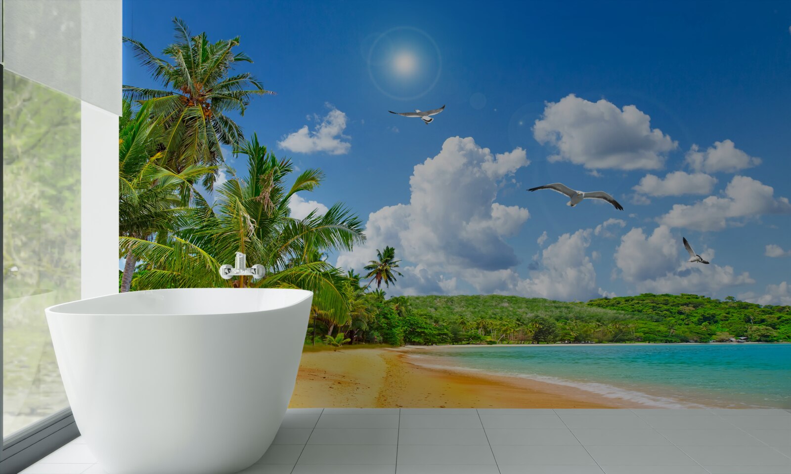 Fototapet plajă tropicală lângă mare, ca în paradis