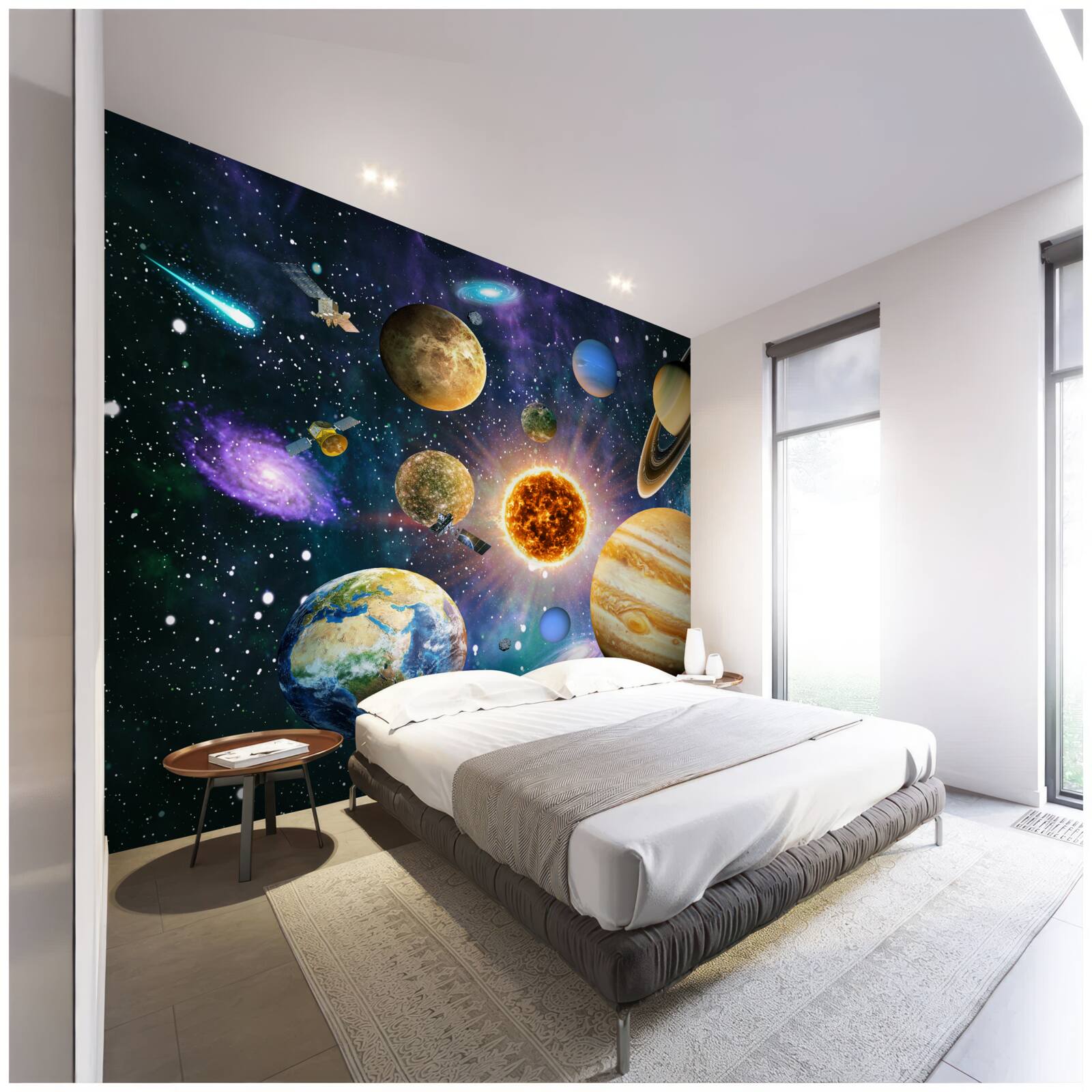 Fototapet planete pictate în diferite culori strălucitoare