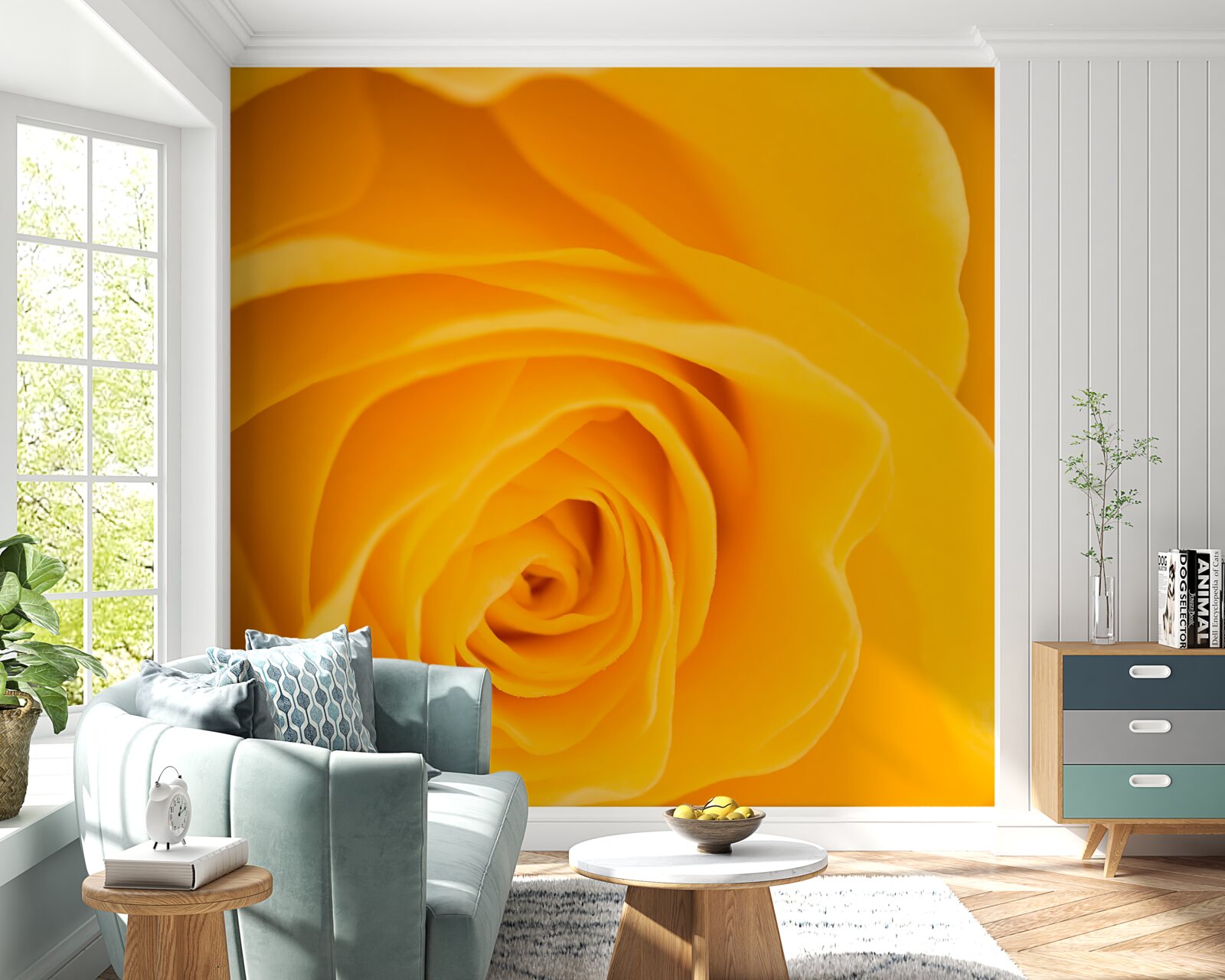 Fototapet floare de trandafir galben luxuriant