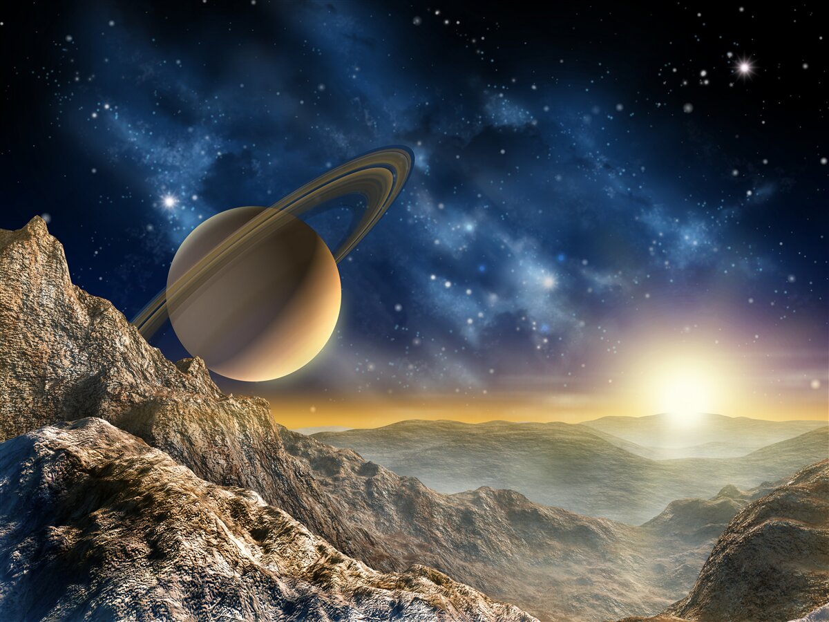 Fototapet abstract cu motiv planetar
