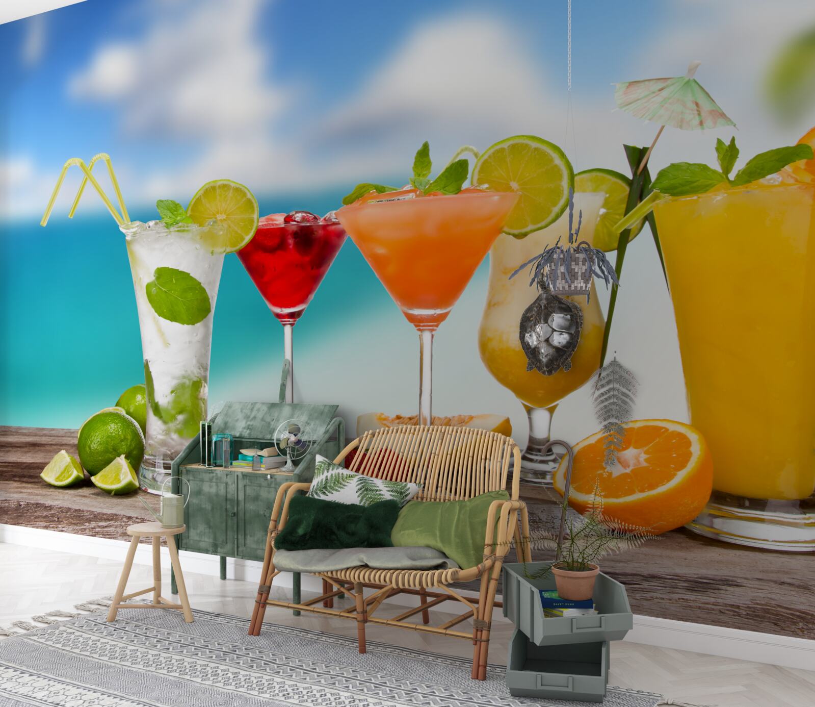 Fototapet cocktailuri tropicale pentru vară