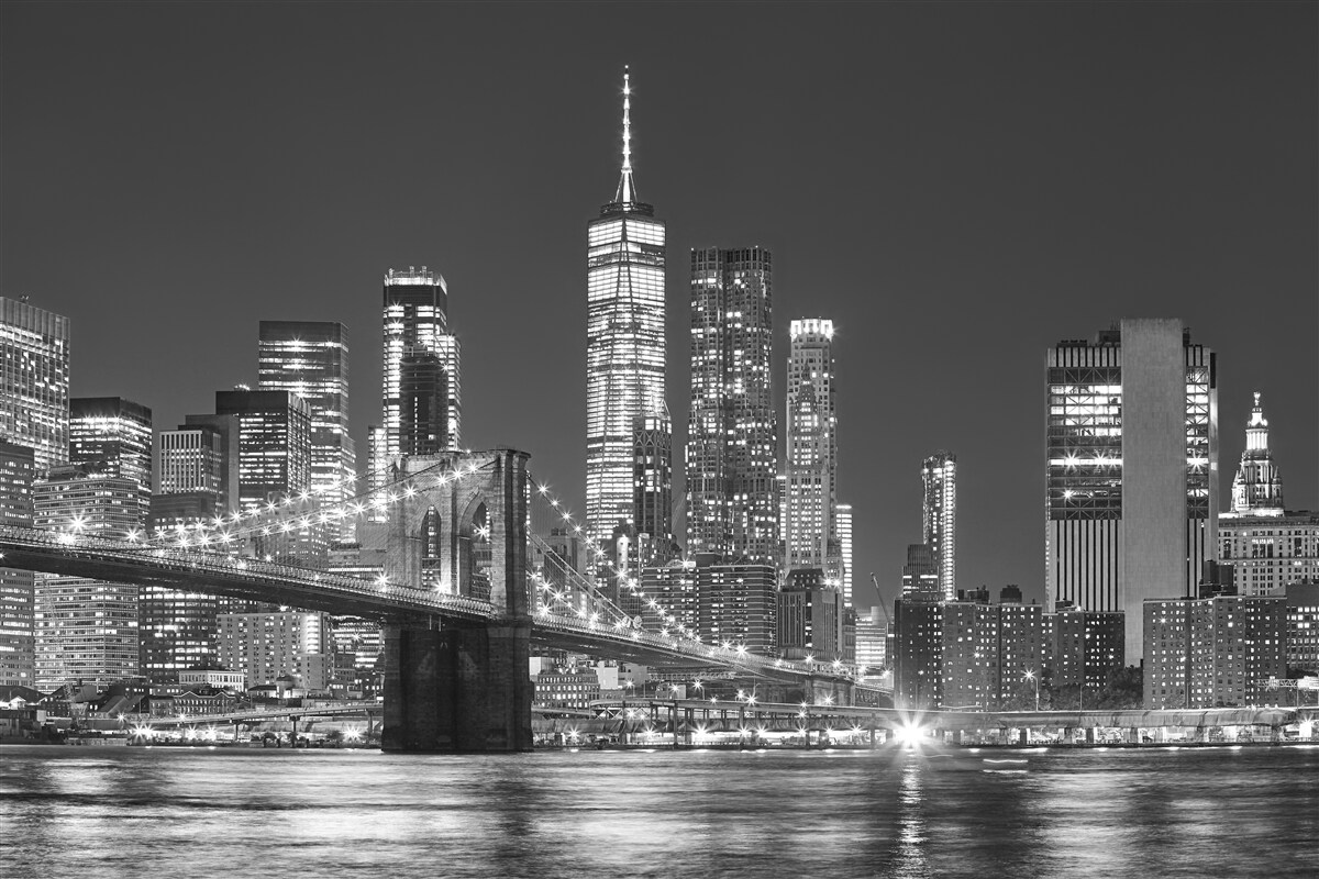 Fototapet vedere de seară a podului din manhattan