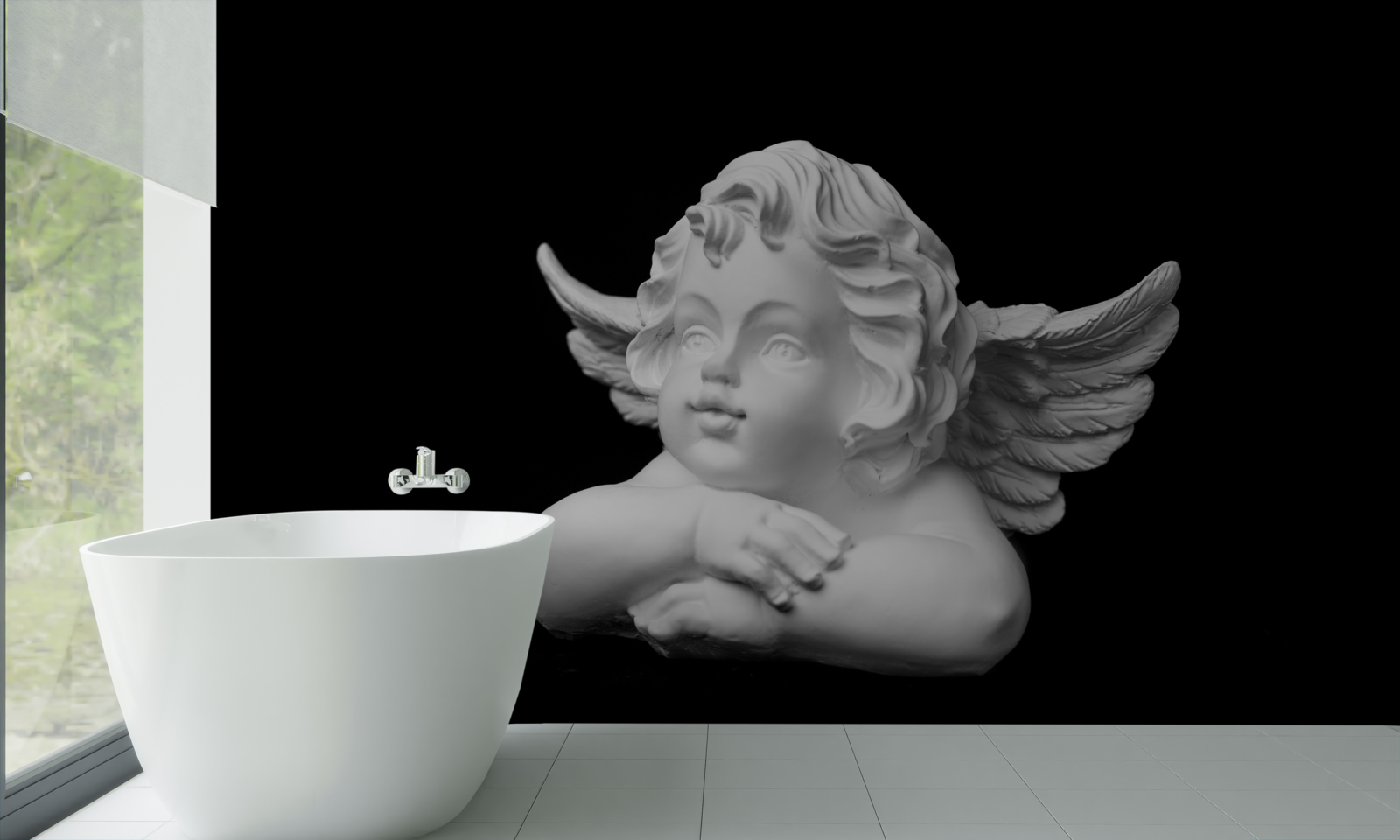 Fototapet înger sculptat în piatră