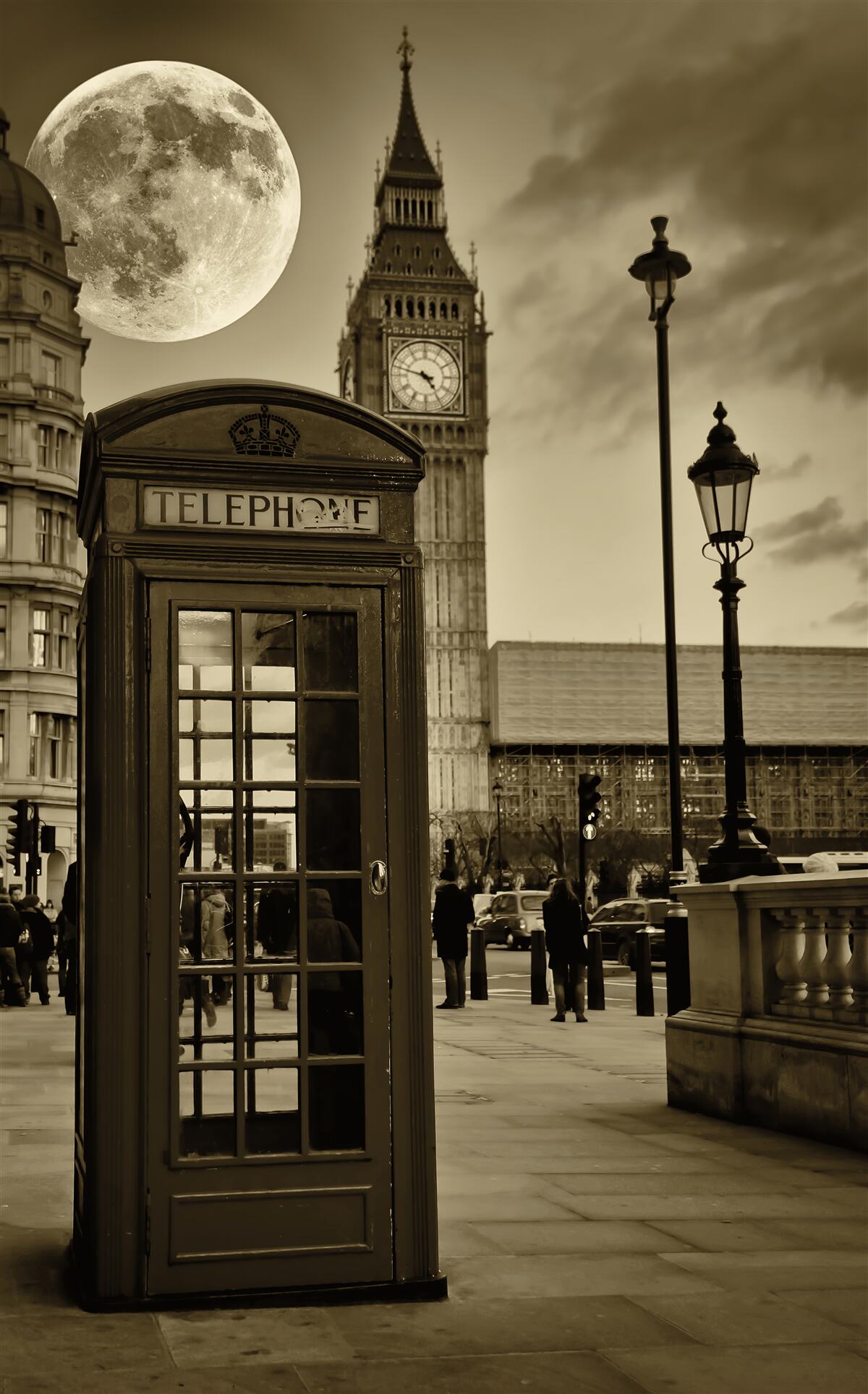 Fototapet cabină telefonică lângă Big Ben