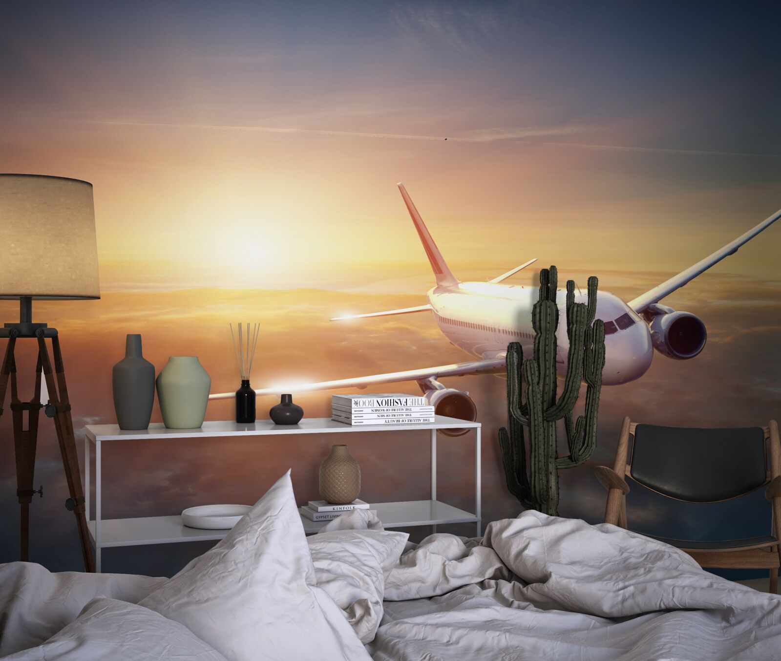Fototapet avionul dispare în apus
