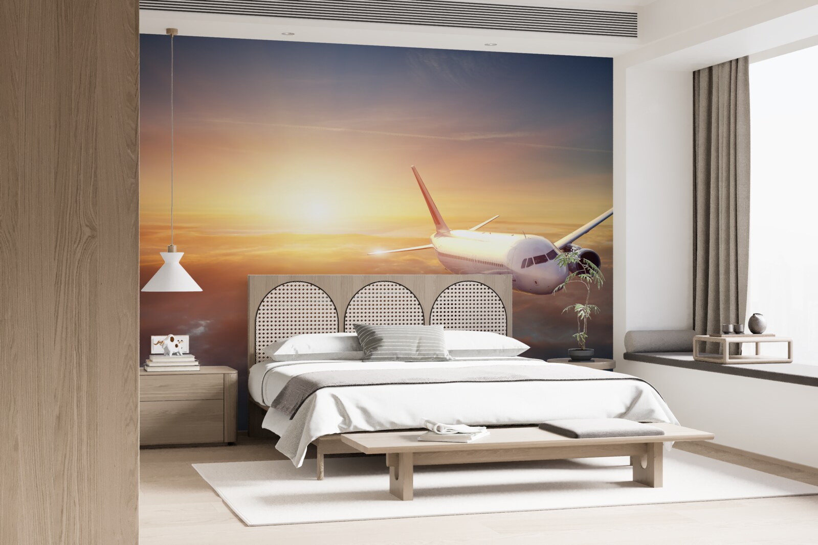 Fototapet avionul dispare în apus