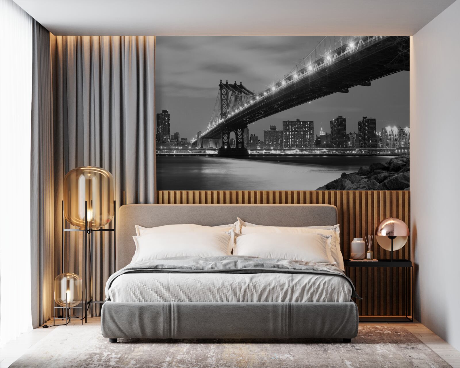 Fototapet iluminarea podului manhattan