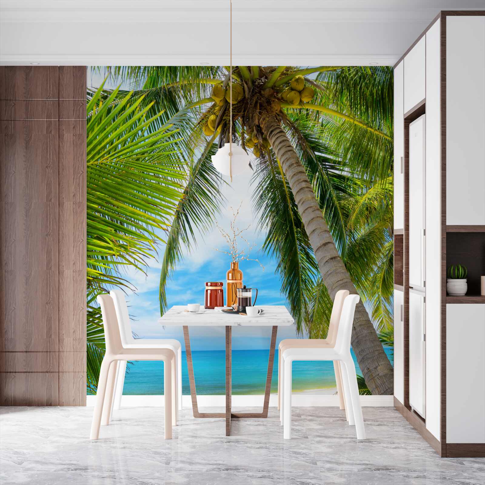 Fototapet palmier bananier pe o coastă tropicală