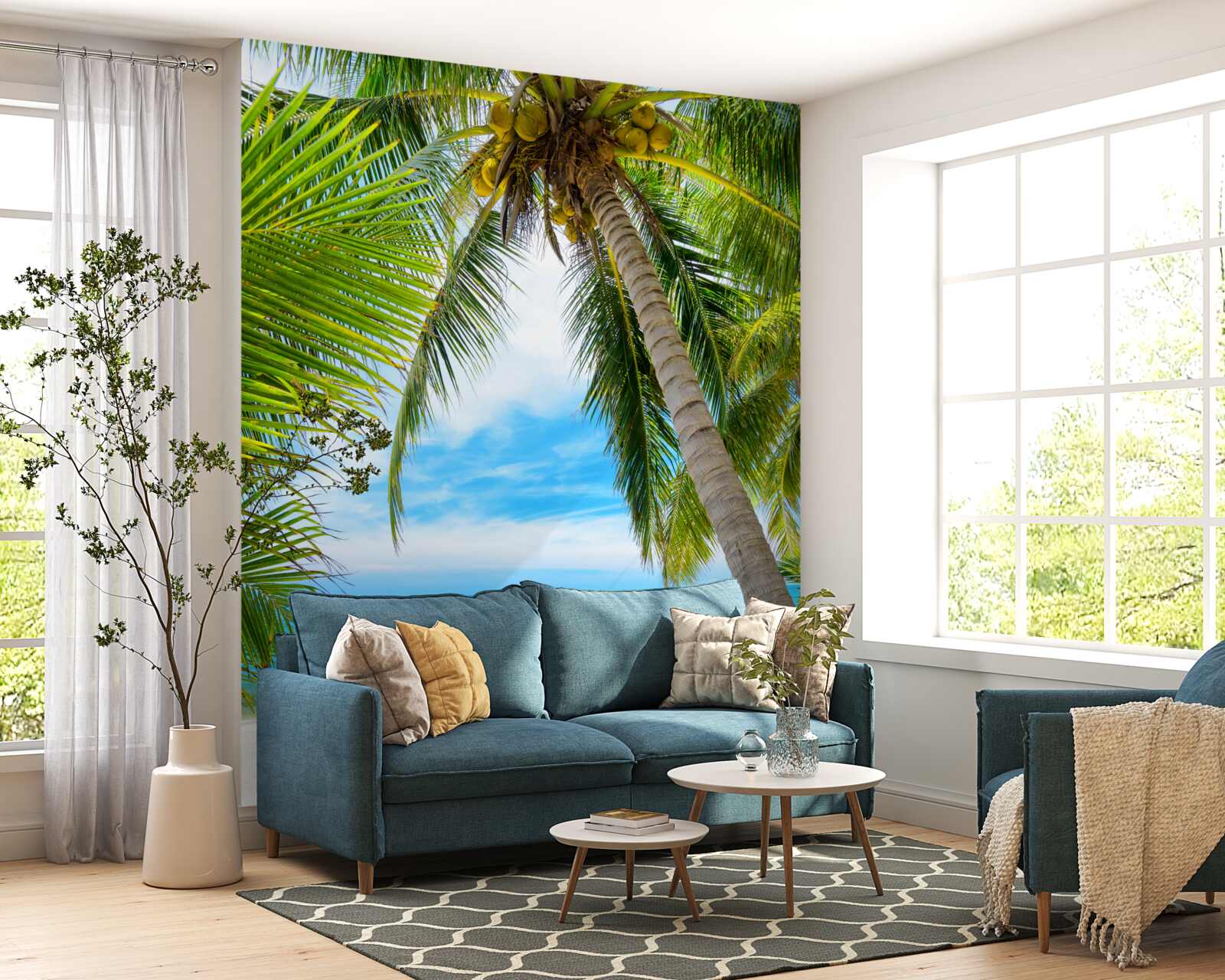 Fototapet palmier bananier pe o coastă tropicală
