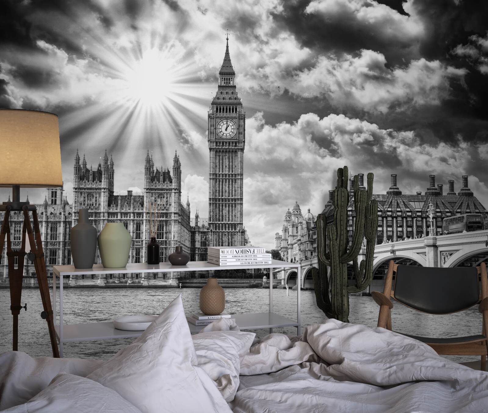 Fototapet Londra în alb și negru într-o zi senină