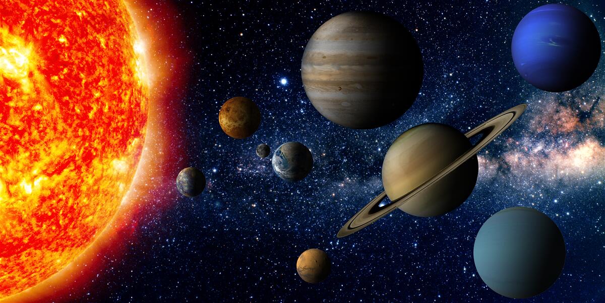 Fototapet dimensiunile planetelor și stelelor