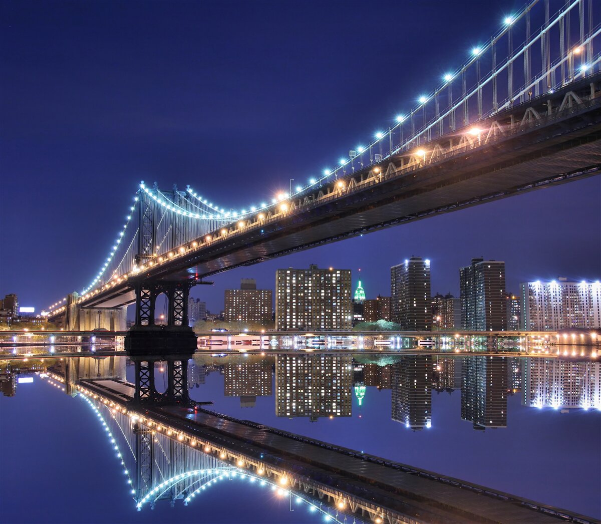 Fototapet reflecție a podului Brooklyn în apă