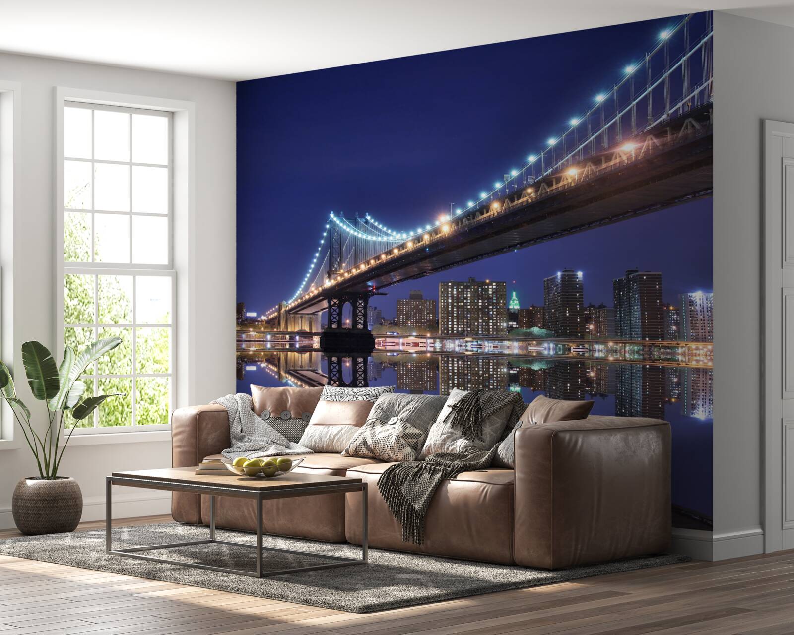 Fototapet reflecție a podului Brooklyn în apă
