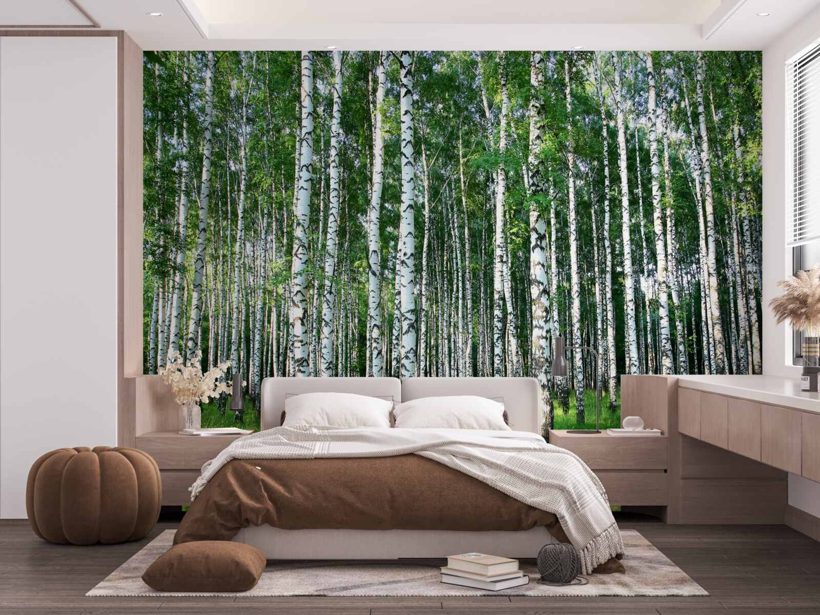 Fototapet mesteacăn subțire în decor de vară