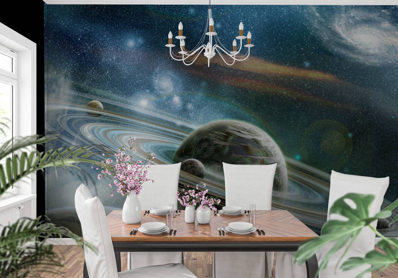 Fototapet planete și galaxii în univers