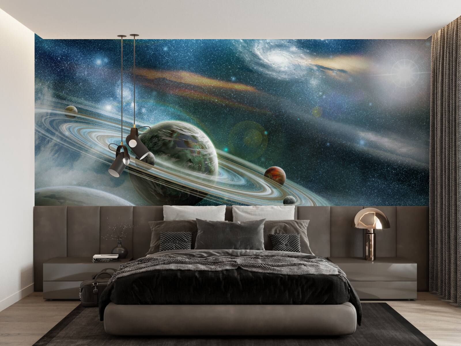 Fototapet planete și galaxii în univers