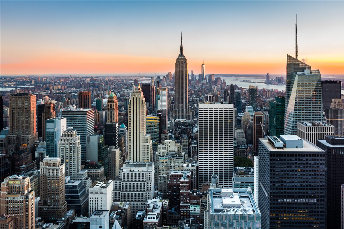 Fototapet orizontul orașului de pe un acoperiș din new york