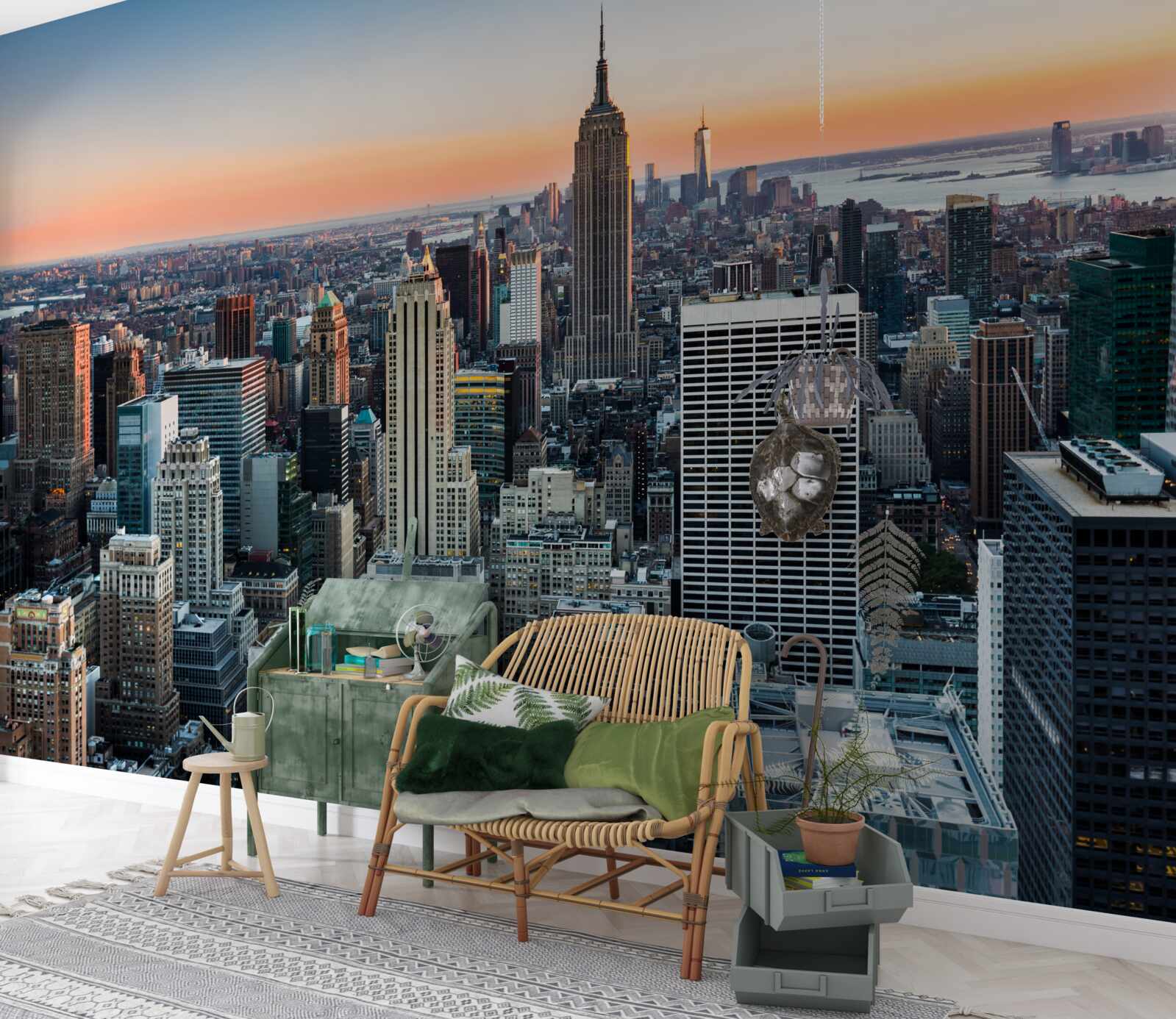 Fototapet orizontul orașului de pe un acoperiș din new york