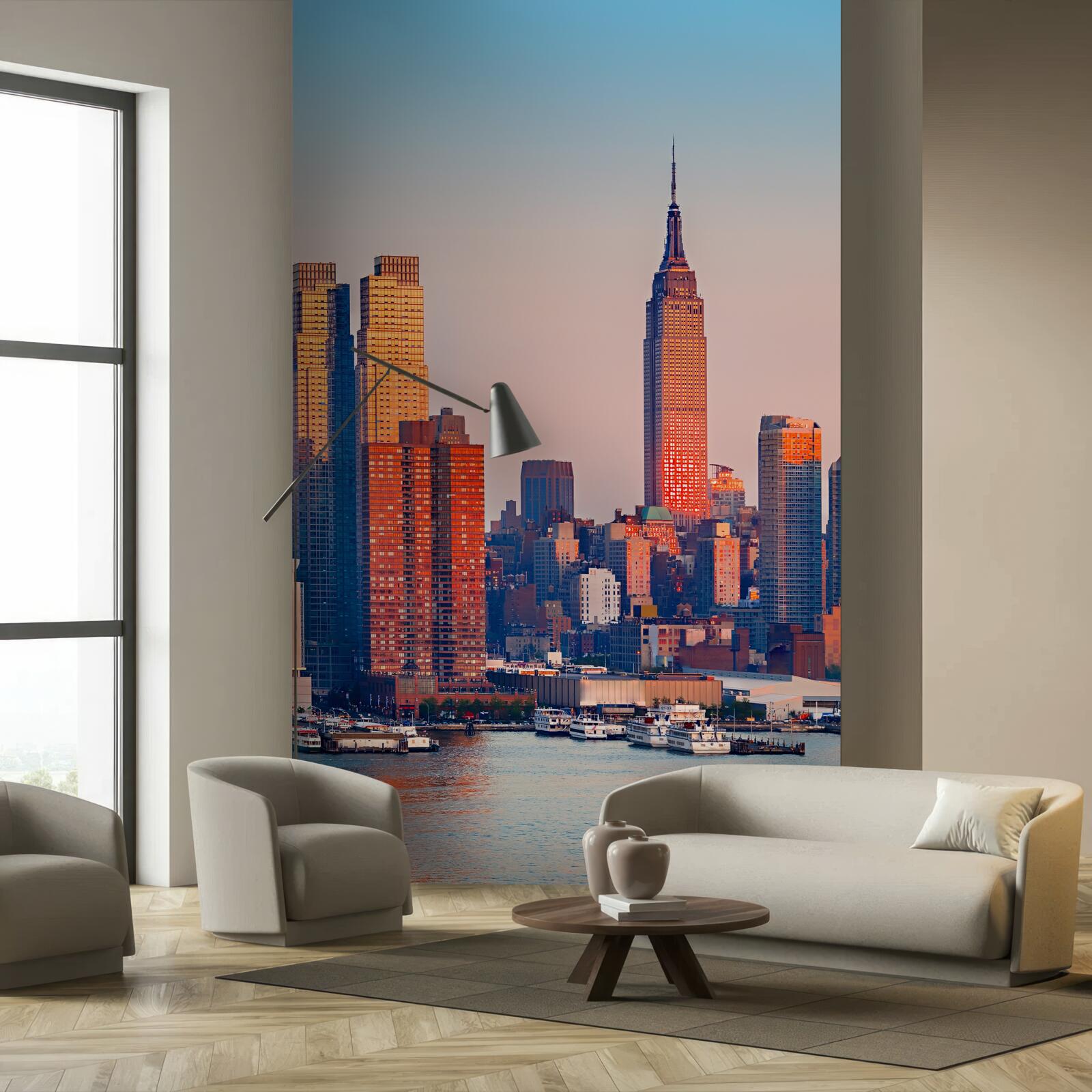Fototapet apusul de soare cade pe new york