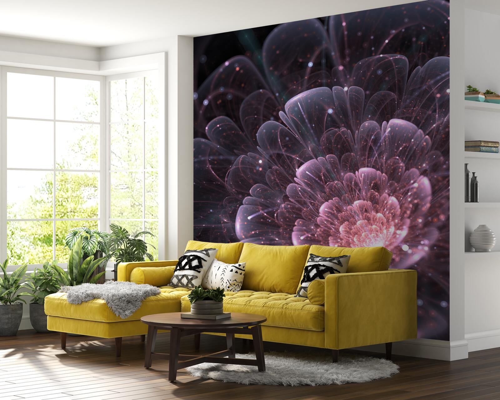 Fototapet abstracție cosmică într-o pictură de lotus