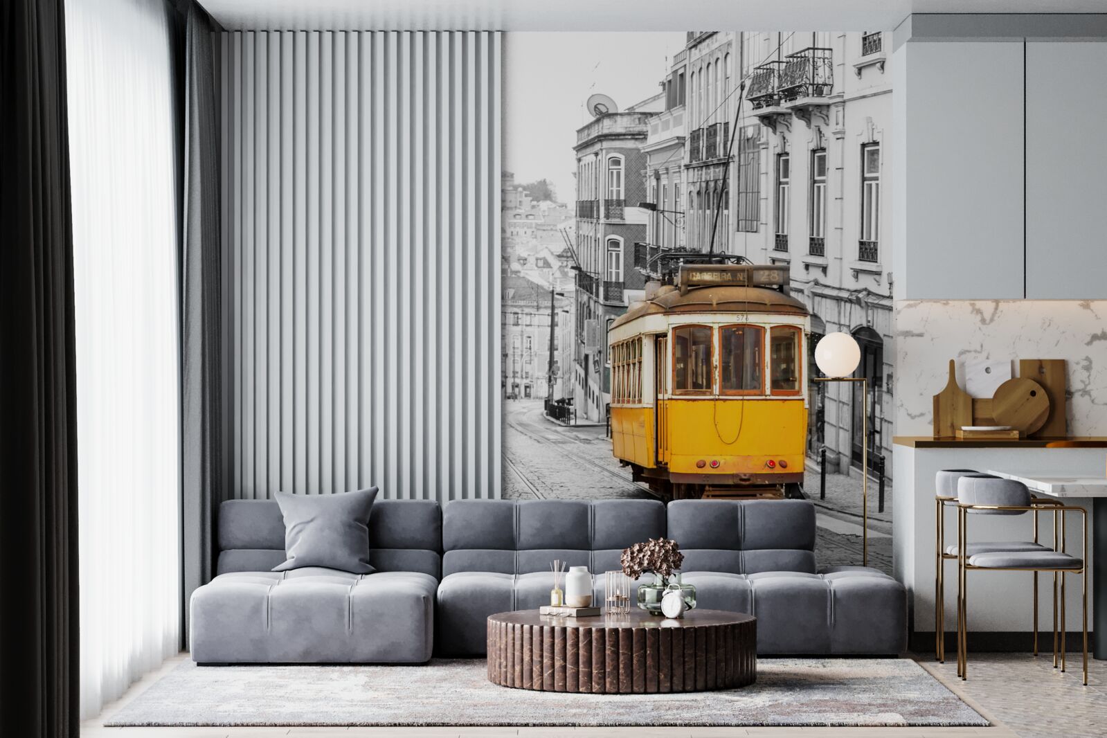 Fototapet Tramvai galben pe dealurile din San Francisco