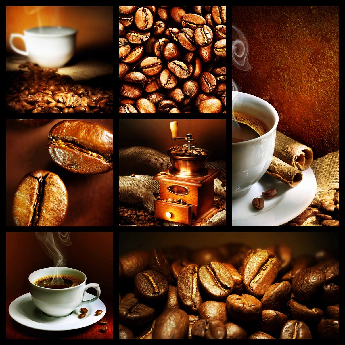 Fototapet compoziția boabelor de cafea și a băuturii în sine