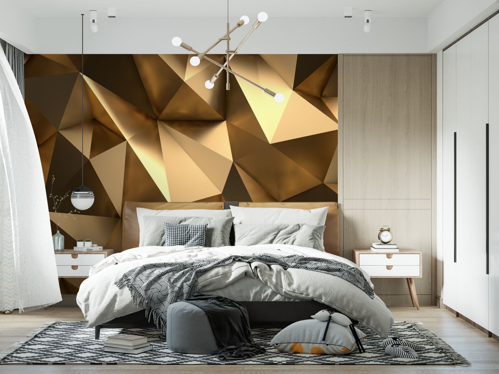 Fototapet forme geometrice aurii